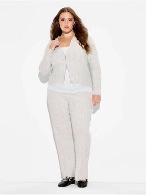 Wild Fable Women's Cable Knit Full Zip Hooded Sweater Gray Regular 2XL